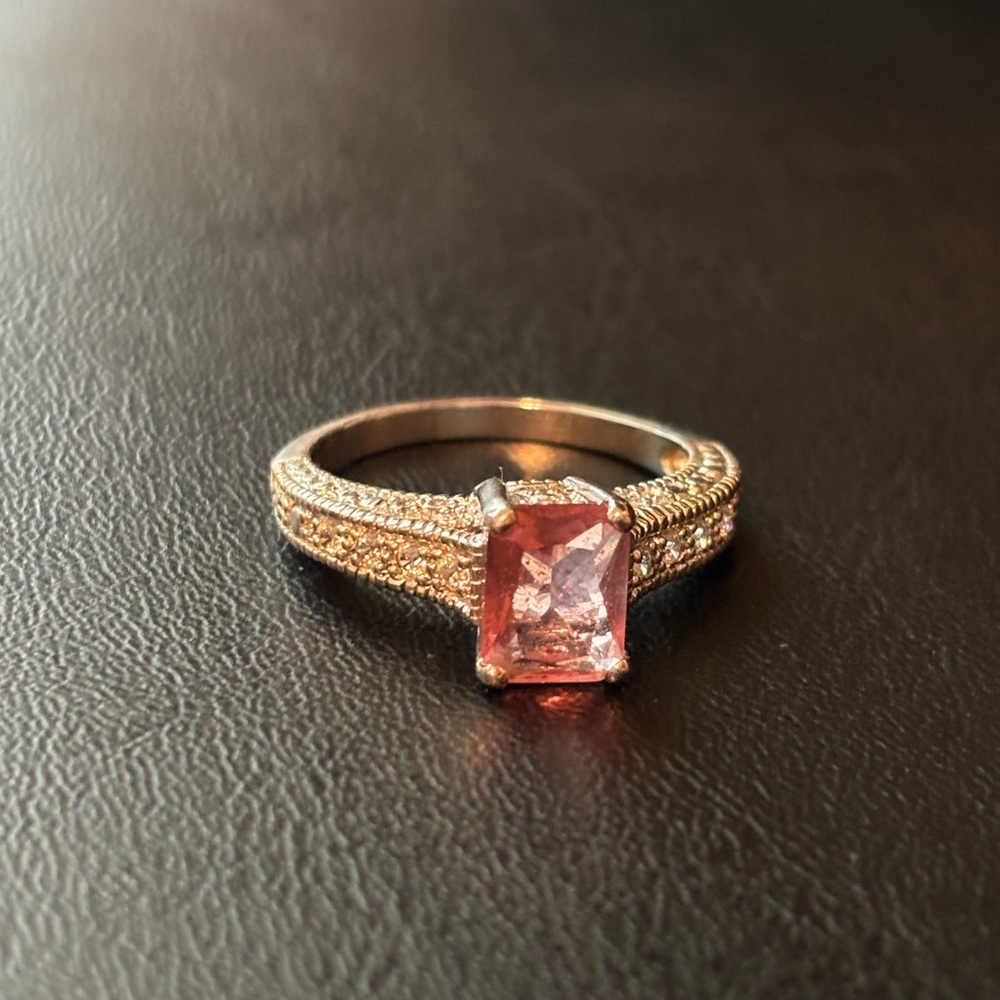Stunning Pink Gemstone Ring with Silver Band